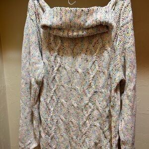 New York&Co Soho Multicolor/rainbow Cable Knit cowl/turtle neck Women's Sweater